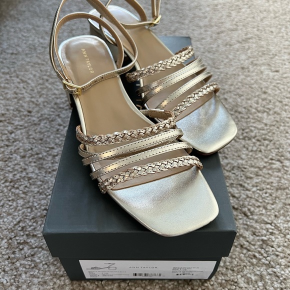 Ann Taylor Metallic Braided Multi-Strap Sandals - Picture 6 of 8